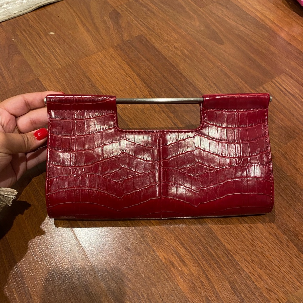 Red Crocadile Leather Clutch